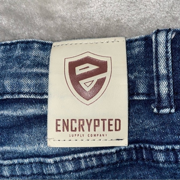 Encrypted Supply Company Medium Wash Distressed Stonewashed Skinny Jeans 36 - Picture 3 of 7